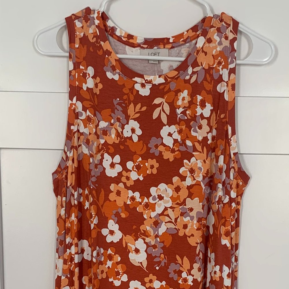 NWT Loft Orange Floral Swing Tank dress - L